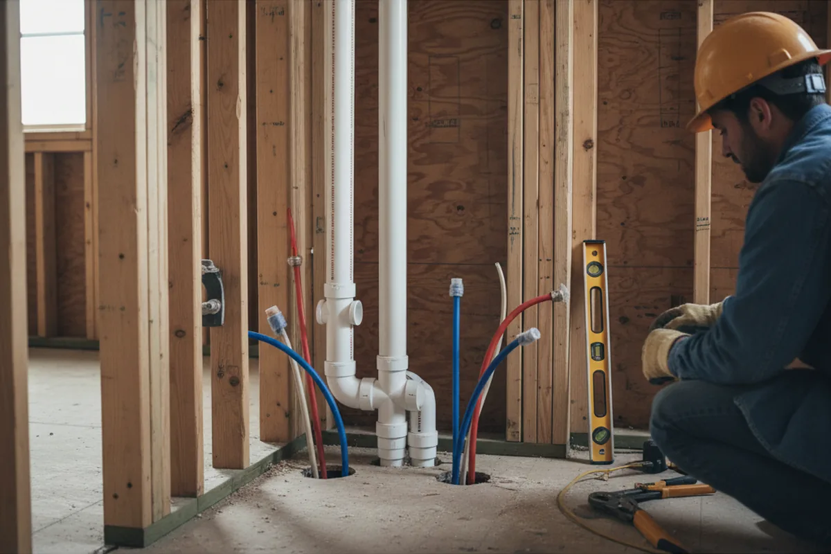 Drain and supply rough-in during Garbage Disposal Repair in Presto