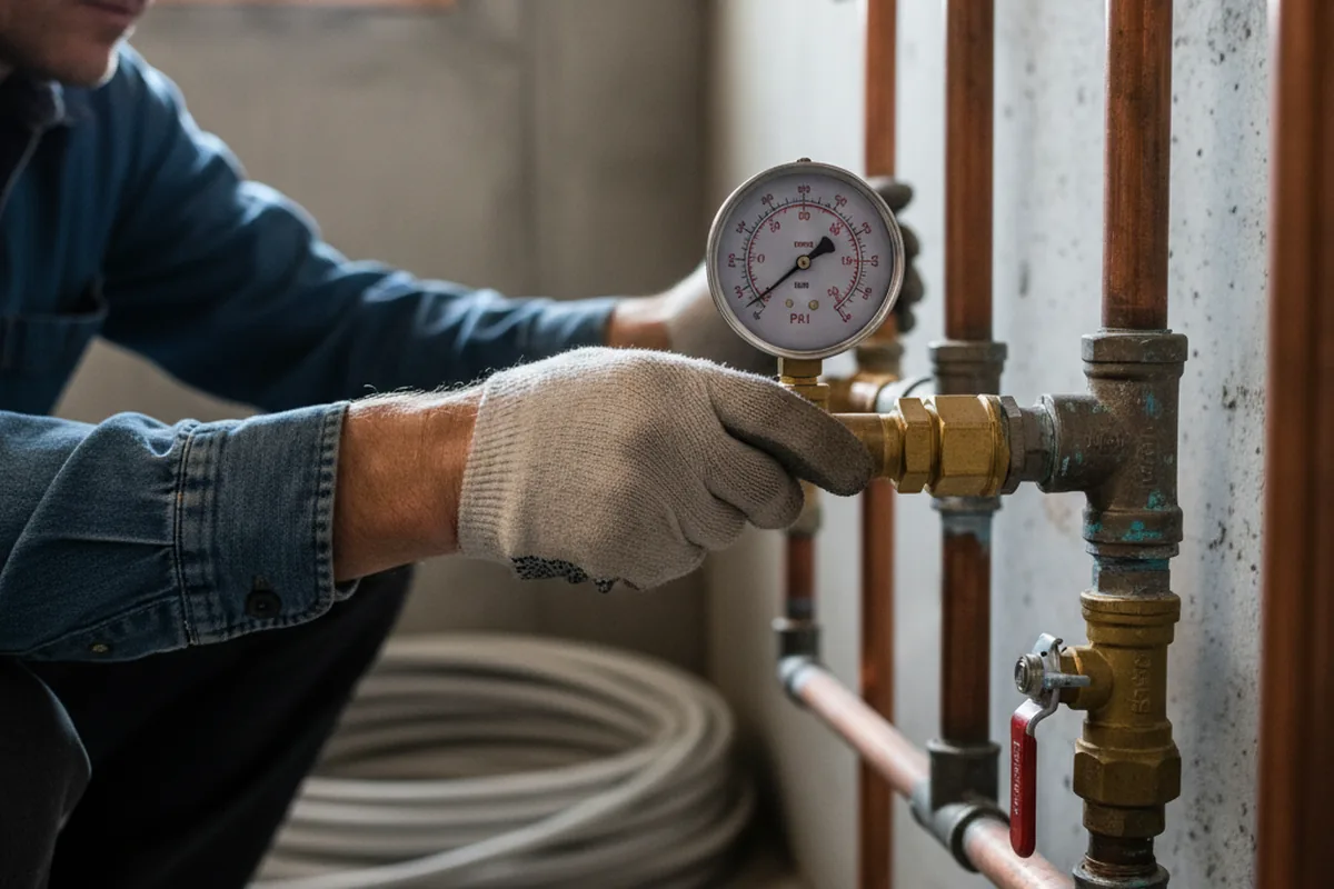 Pressure testing a repaired line during Water Line Repair in Presto